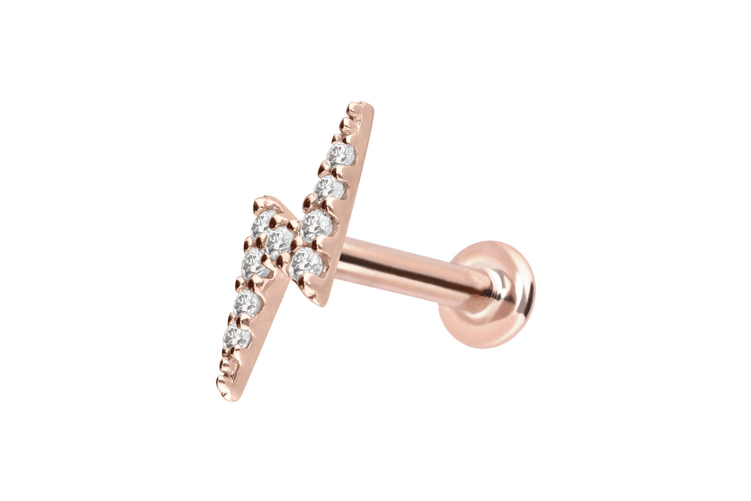 14 Karat Gold Labret Piercing mit Innengewinde MOISSANIT-BLITZ
